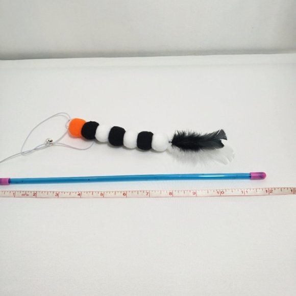 Cat Elastic Rope Pom Pom Feather Teaser Stick Cat Toy Wand - Picture 6 of 8